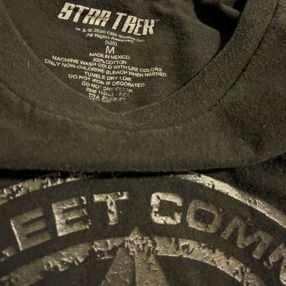 Star Trek Starfleet Command Silver Foil Logo T-Shirt. M - Picture 5 of 5